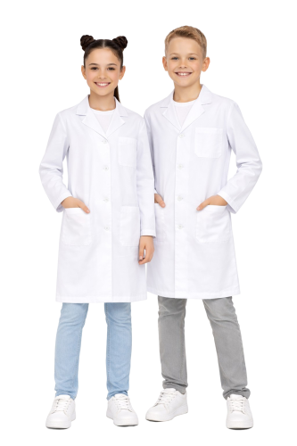 Fartuch laboratoryjny małego chemika  dla dzieci zapinany na guziki