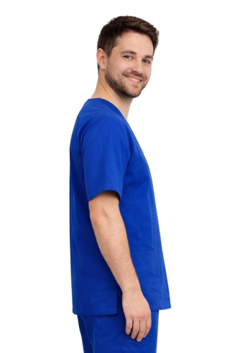 Męska bluza medyczna CLINIC w kolorze chabrowym