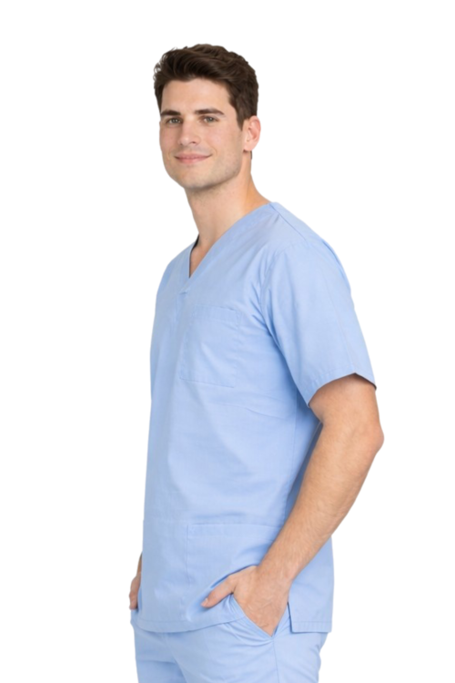 Chirurgiczna bluza męska 100% bawełna niebieska