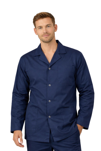 Męska bluza lekarska z kołnierzem i długim rękawem