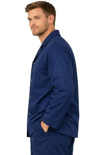 Bluza medyczna męska z długim rękawem i kołnierzem