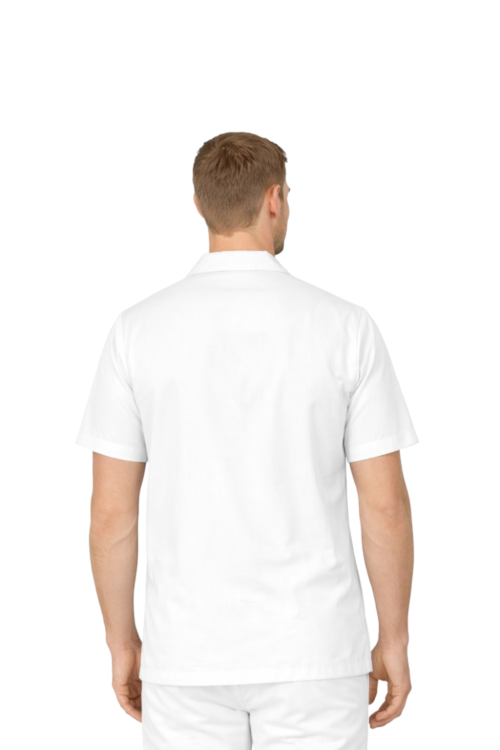 Bluza medyczna męska z kołnierzem w kolorze białym