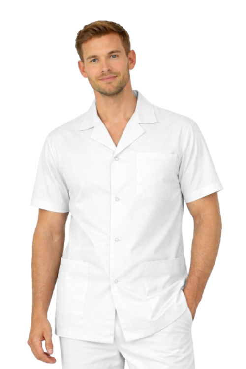 Męska bluza lekarska z kołnierzem i krótkim rękawem