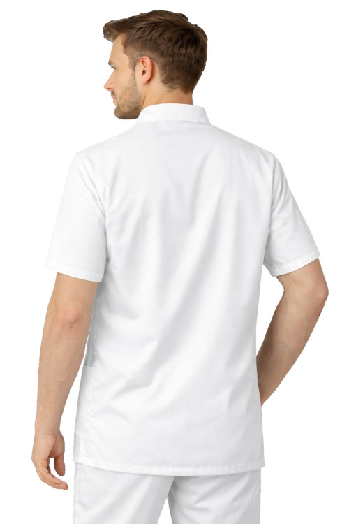 Męska bluza medyczna biała ze stójką i krótkim rękawem