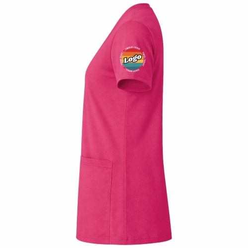 Bluza medyczna amarantowa elastyczna bawełna z Twoim nadrukiem - kreator online lewy bok.jpg