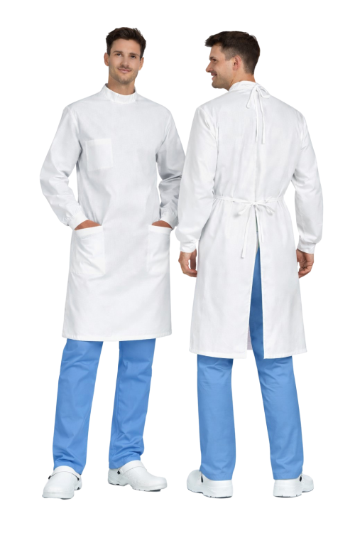 Fartuch weterynaryjny z kieszeniami i stójką