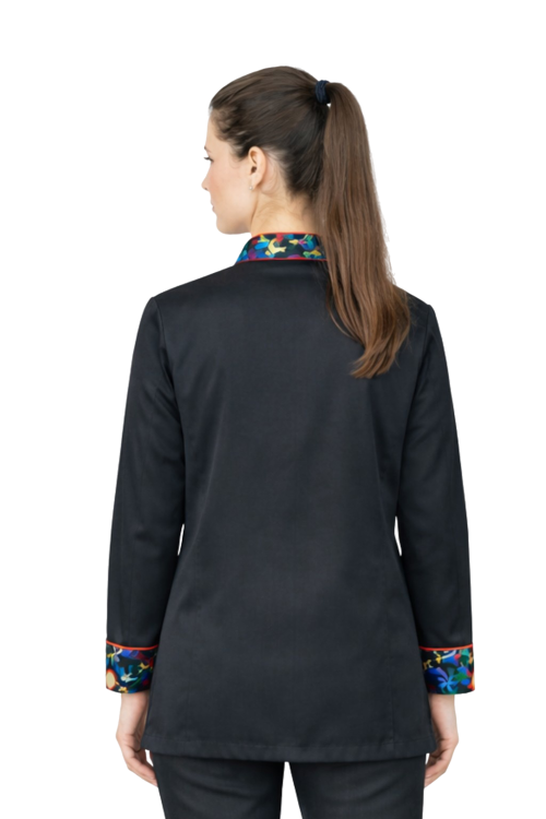 Damska bluza kucharska z długim rękawem czarna