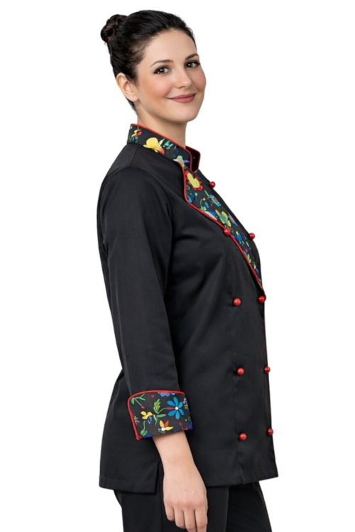 Czarna bluza kucharska damska z długim rękawem