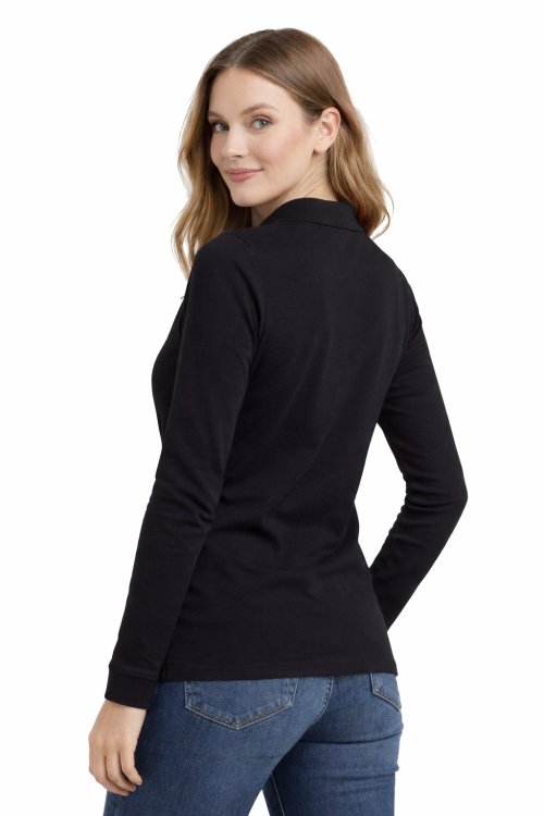 Koszulka polo damska długi rękaw czarna tył.png