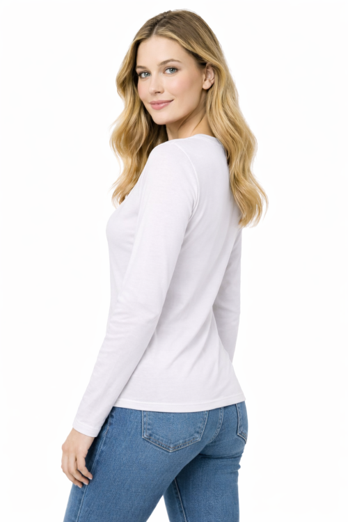 T-shirt damski z długim rekawem kolor biały widok z tyłu.png