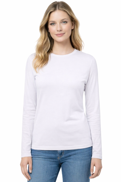 T-shirt damski z długim rekawem kolor biały.png