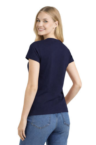 T-shirt damski krótki rękaw kolor granatowy widok z tyłu.png