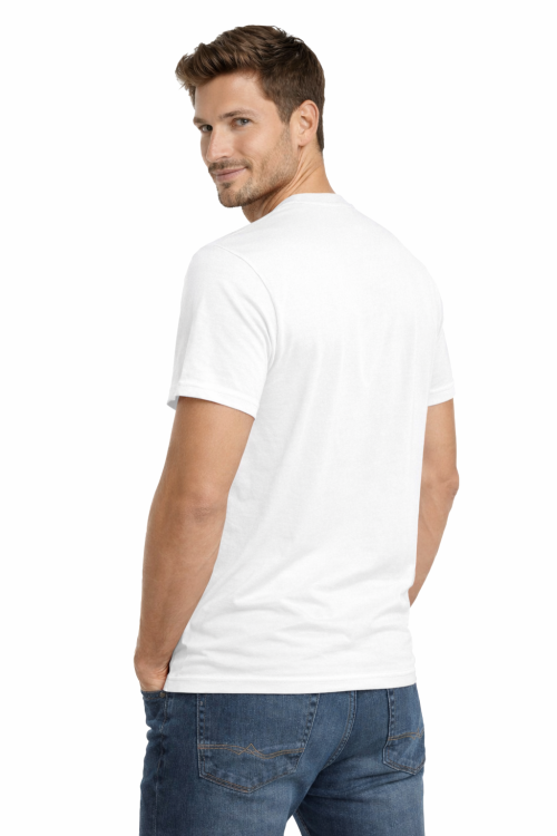 T-shirt męski krótki rękaw 100% bawełna kolor biały widok z tyłu.png