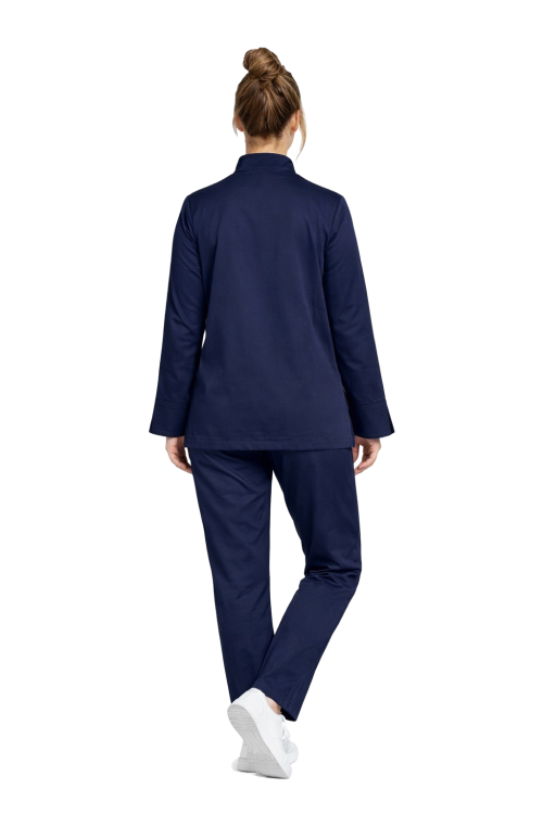 Zestaw gastronomiczny  damski elastyczny kolor granatowy zapinany na napy