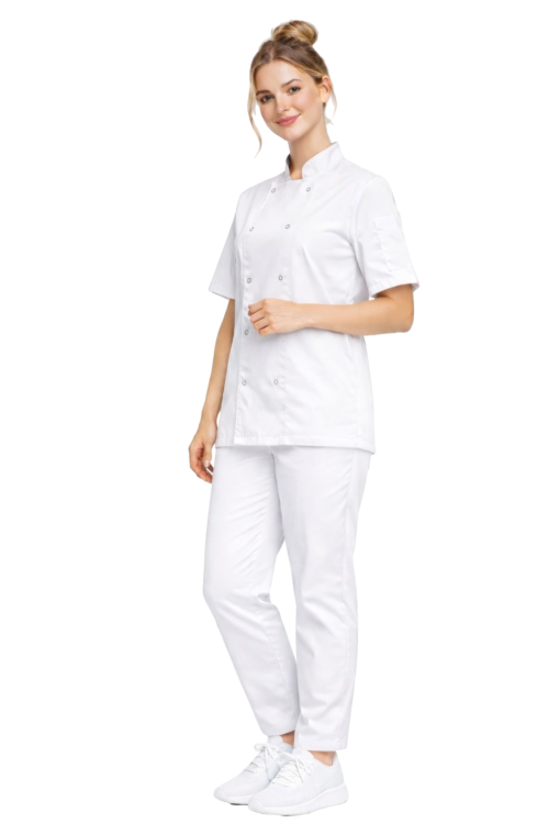 Zestaw kucharski biały elastyczny ,prosty krój