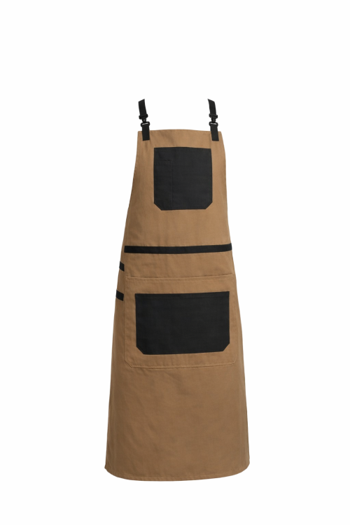 Fartuch baristy grillowy canvas z kieszeniami beżowy z czarnymi dodoatkami mockup.png