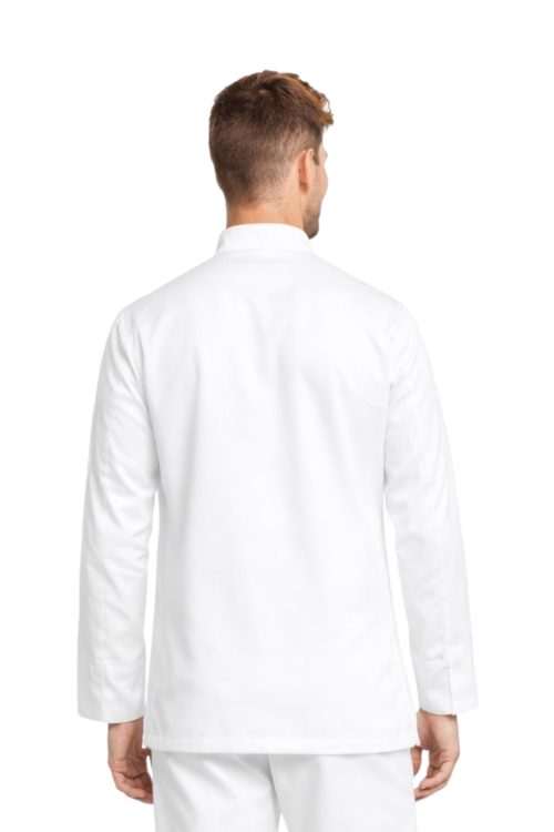 Elastyczna męska bluza kucharska biała z długim rękawem na napy