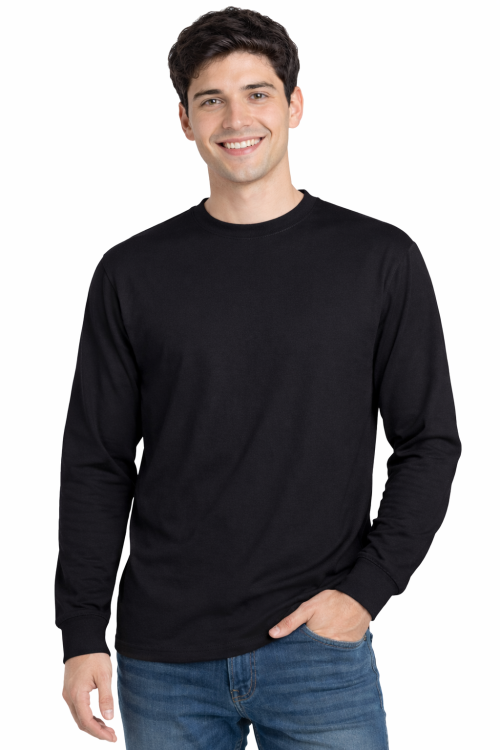 T-shirt męski z długim rękawem 170g czarny.png