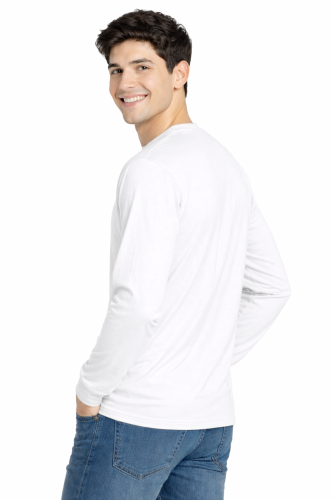 T-shirt męski z długim rękawem 170g biały widok z tyłu.png