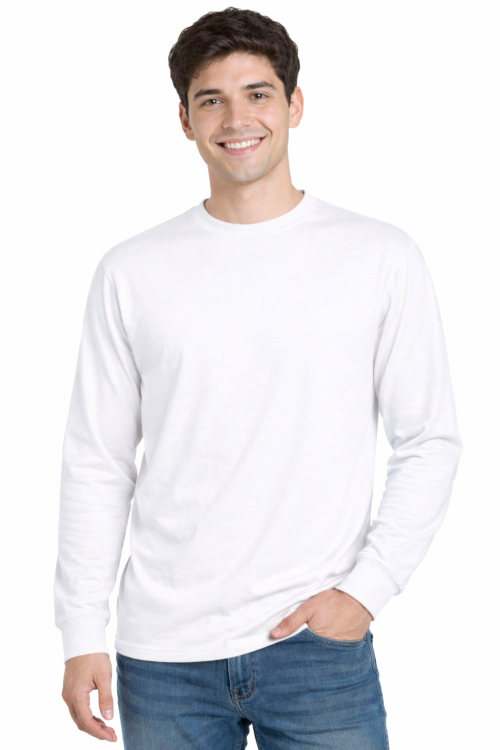 T-shirt męski z długim rękawem 170g biały.png