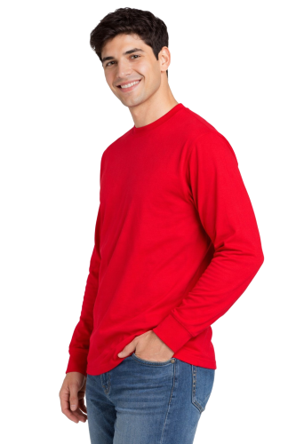 T-shirt męski z długim rękawem 170g czerwony widok z boku.png