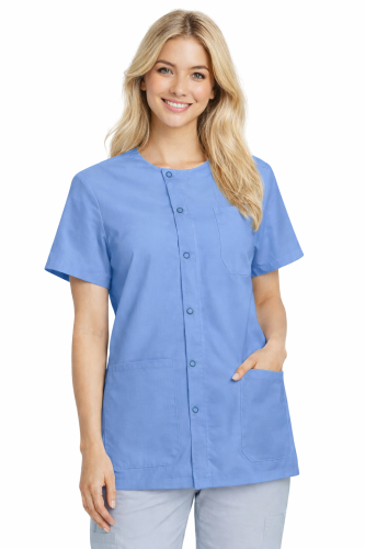 Żakiet medyczny damski zapinany na zatrzaski niebieski.png