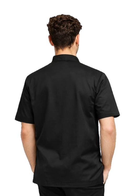 Kitel gastronomiczny męski czarny z krótkim rękawem na napy