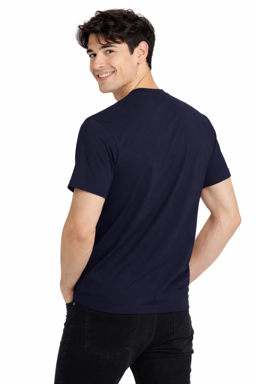 T-shirt męski z krótkim rękawem gramatura 190g granatowy widok z tyłu.png