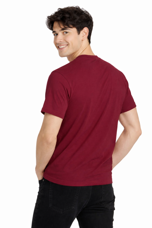 T-shirt męski z krótkim rękawem gramatura 190g bordowy widok z tyłu.png
