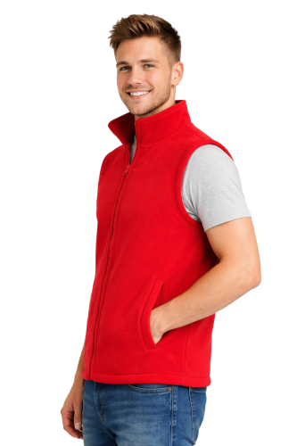 Kamizelka bezrękawnik polar zapinany na zamek czerwony widok z boku.png