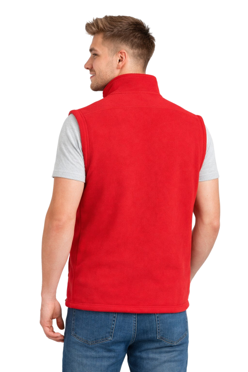 Kamizelka bezrękawnik polar zapinany na zamek czerwony widok z tyłu.png