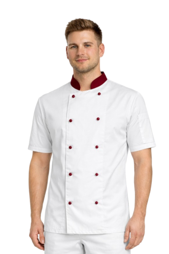 Kucharska bluza męska z guzikami i krótkim rękawem