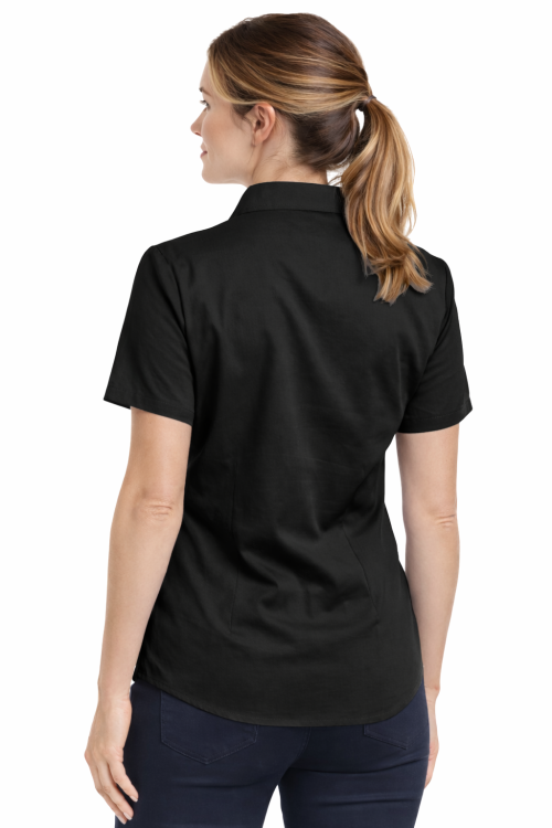 Koszula damska krótki rękaw zapinana na guziki czarna widok z tyłu.png
