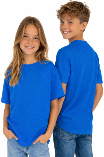 T-shirt dziecięcy dla chłopca i dziewczynki kolor chabrowy.png