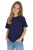 T-shirt dziecięcy dla chłopca i dziewczynki kolor granatowy widok dziewczynki w t-shirt.png