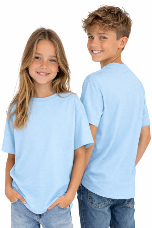T-shirt dziecięcy dla chłopca i dziewczynki kolor jasny niebieski.png