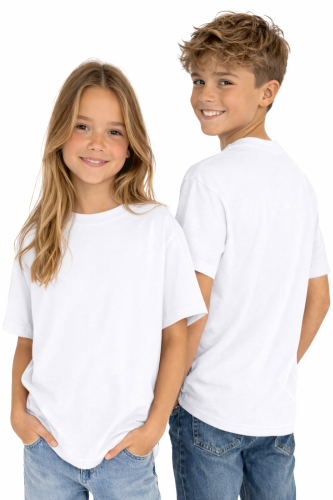 T-shirt dziecięcy dla chłopca i dziewczynki kolor biały.png
