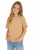 T-shirt dziecięcy dla chłopca i dziewczynki kolor beżowy widok dziewczynki w t-shirt.png