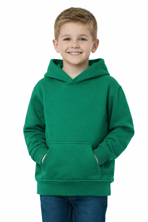 Bluza sportowa z kapturem i długim rękawem dziecięca dla chłopca i dziewczynki zielona widok chłopca.png