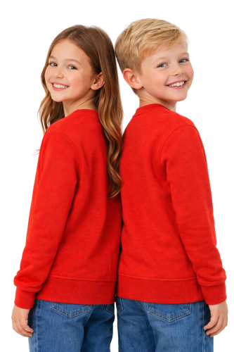 Bluza sportowa dziecięca wkładana przez głowę długi rękaw dla chłopca i dziewczynki czerwona widok z tyłu.png