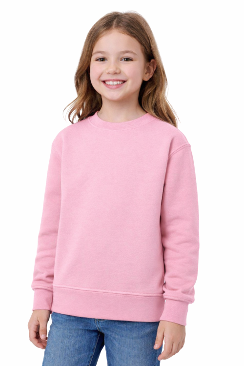 Bluza sportowa dziecięca wkładana przez głowę długi rękaw dla chłopca i dziewczynki różowa widok dziewczynki.png