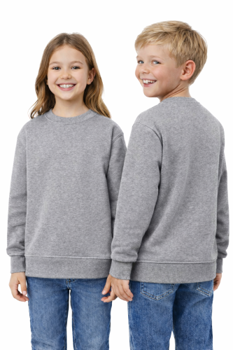 Bluza sportowa dziecięca wkładana przez głowę długi rękaw dla chłopca i dziewczynki szara.png