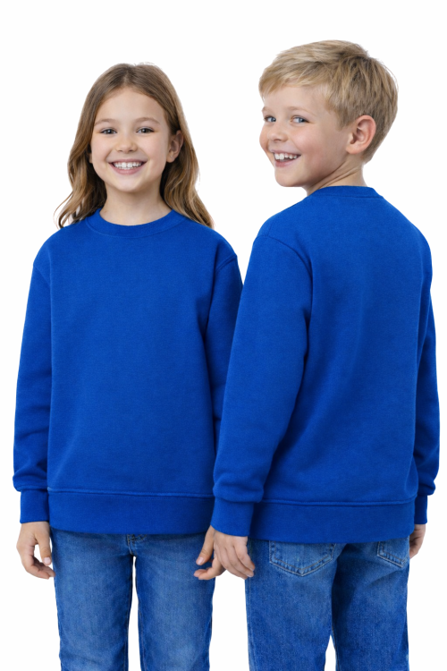 Bluza sportowa dziecięca wkładana przez głowę długi rękaw dla chłopca i dziewczynki chabrowa.png