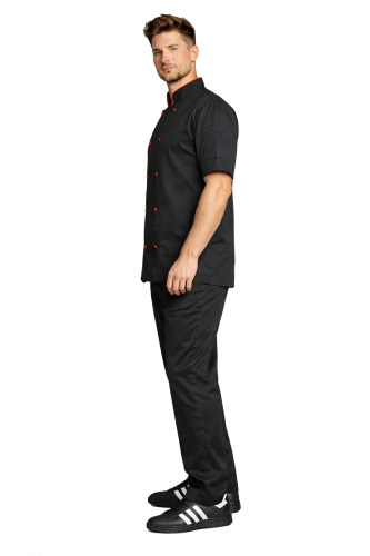 Zestaw dla kucharza meski gastronomiczny czarny z bordową lamówką