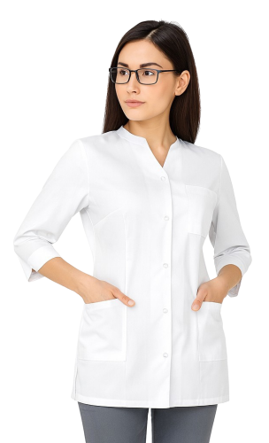 Żakiet medyczny damski z rękawem 3/4 w kolorze białym