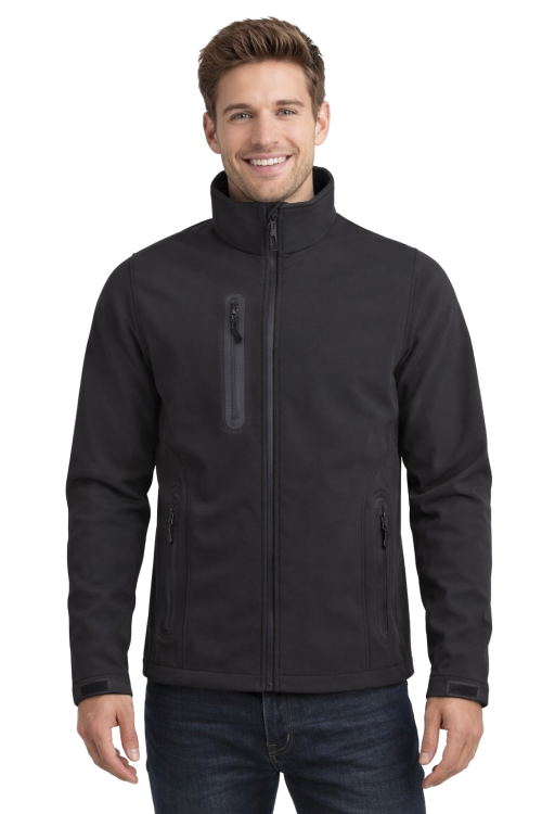 Kurtka męska softschell zapinana na zamek trzy kieszenie kolor czarny.png