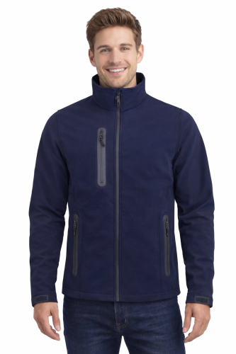 Kurtka męska softschell zapinana na zamek trzy kieszenie kolor granatowy.png