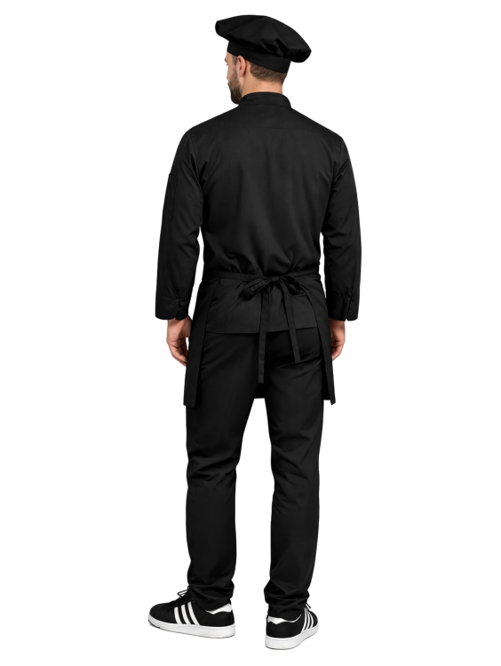 Zestaw z długim rękawem – uniform kucharza gastronomiczny,czarny  z długim rękawem