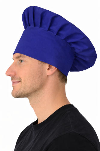 Czapka kucharza szefa kuchni chabrowa widok z boku.png