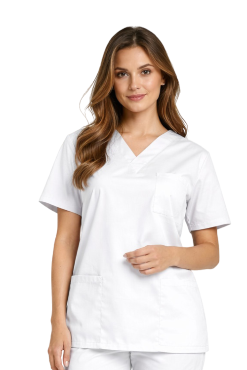 Damska bluza medyczna w kolorze białym